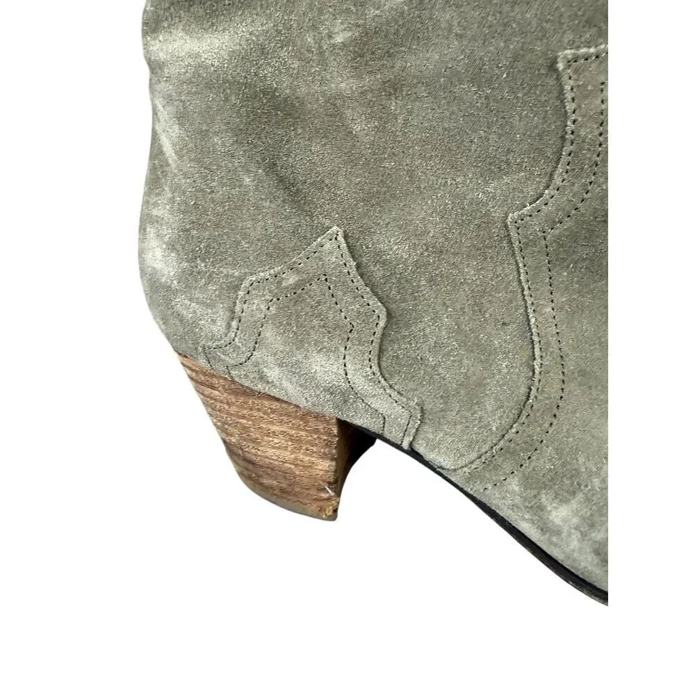 Isabel Marant Dicker Ankle Boots Gray Green Suede Western Style 37 / US 7 - Picture 8 of 9